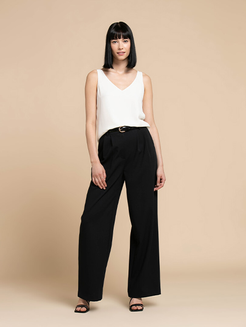 Black suit pants elastic waist thin casual pants summer pants loose wi –  Lee Nhi Boutique