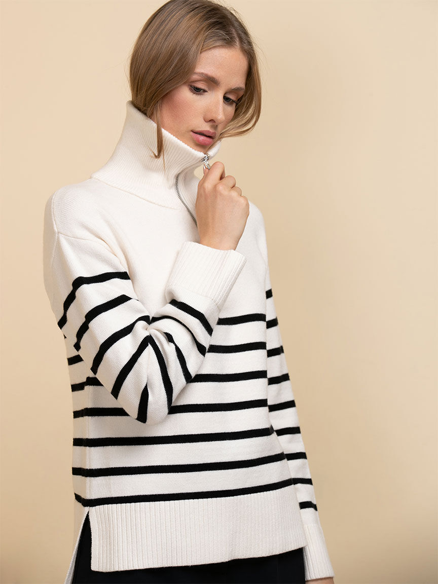 Striped 1/4 Zip Pullover Sweater | Rickis