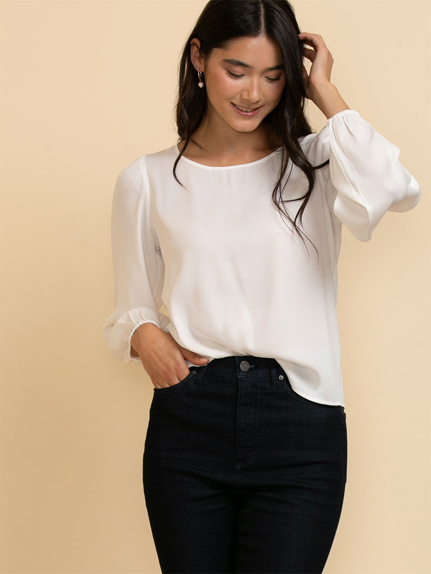 Long Sleeve Scoop Neck Blouse | Rickis