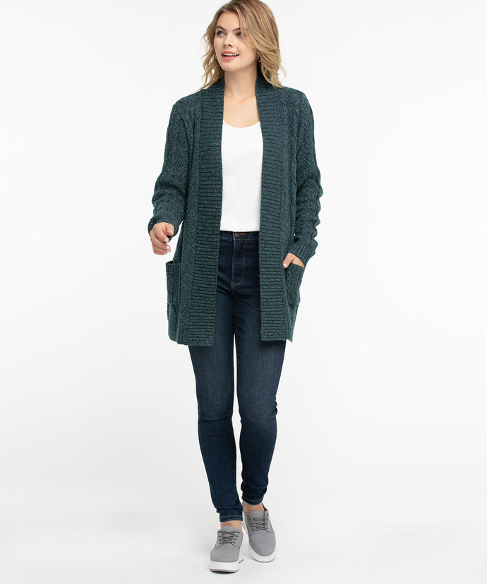 Patch Pocket Cable Knit Cardigan Image 2