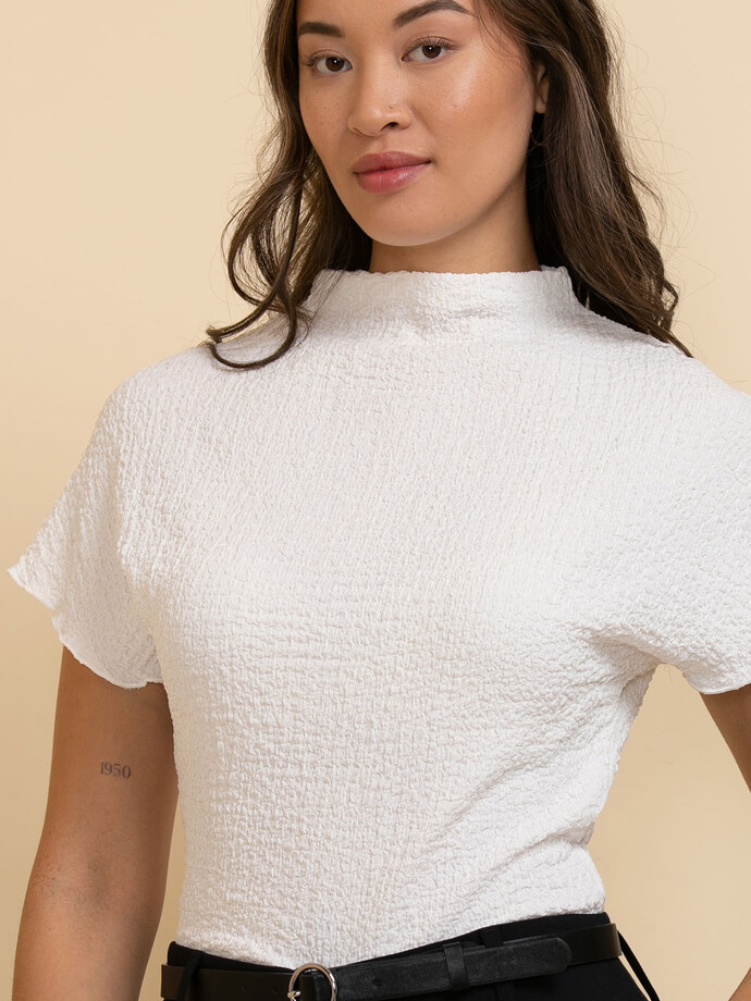 Bubble Fabric Mock Neck Top by Ripe Image 3