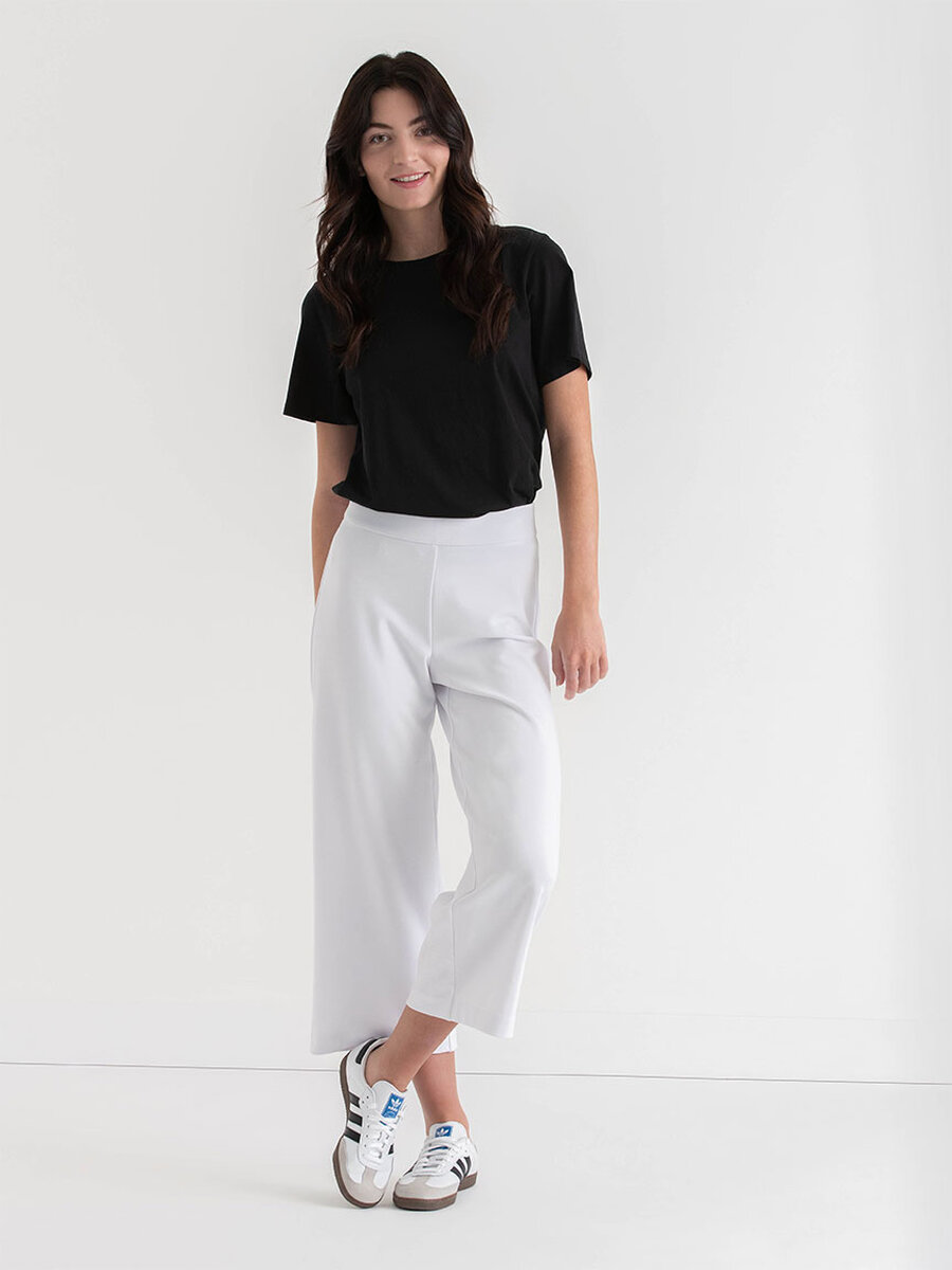 Wide Crop Pull-On Pant in Ponte Twill