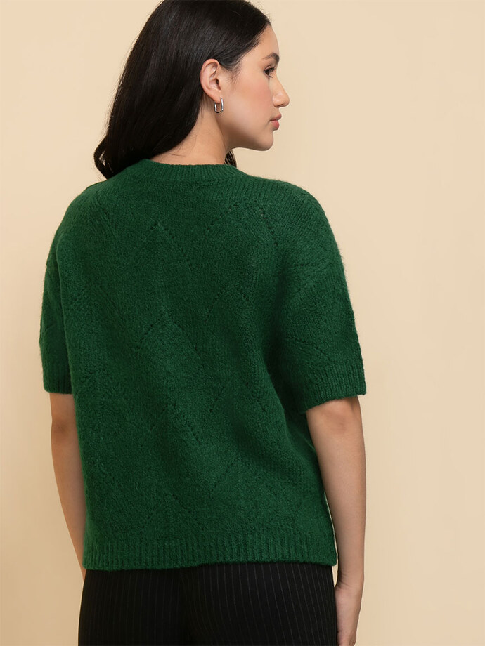 Elbow Sleeve Pointelle Sweater Image 6