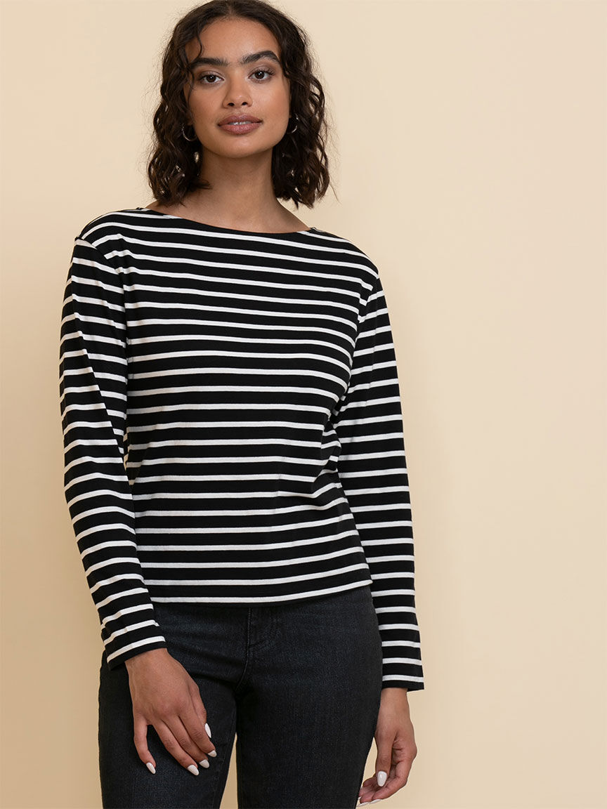 Long Sleeve Boat-Neck Top | Rickis