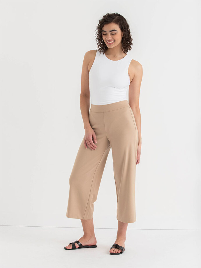 Wide Crop Pull-On Pant in Ponte Twill Image 5