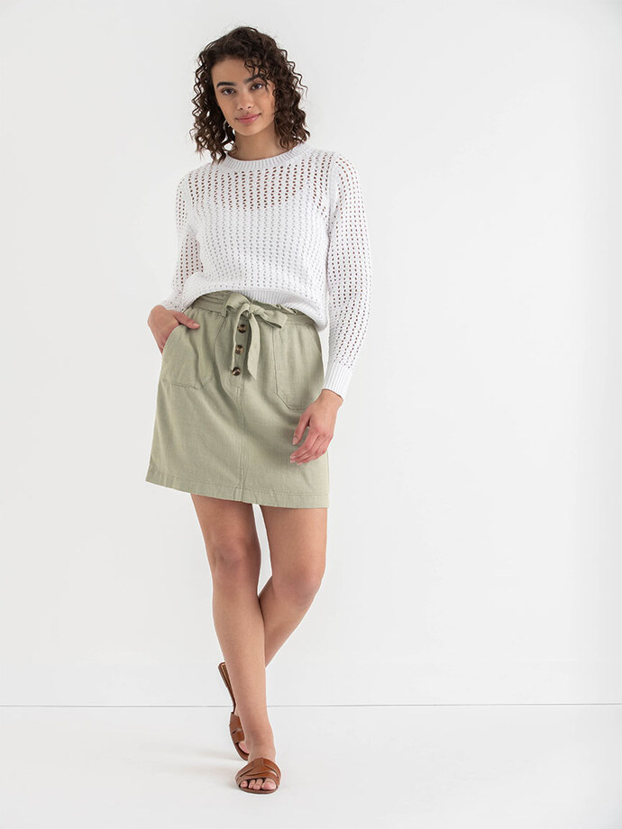 Viscose Linen Skirt with Self Belt Image 4