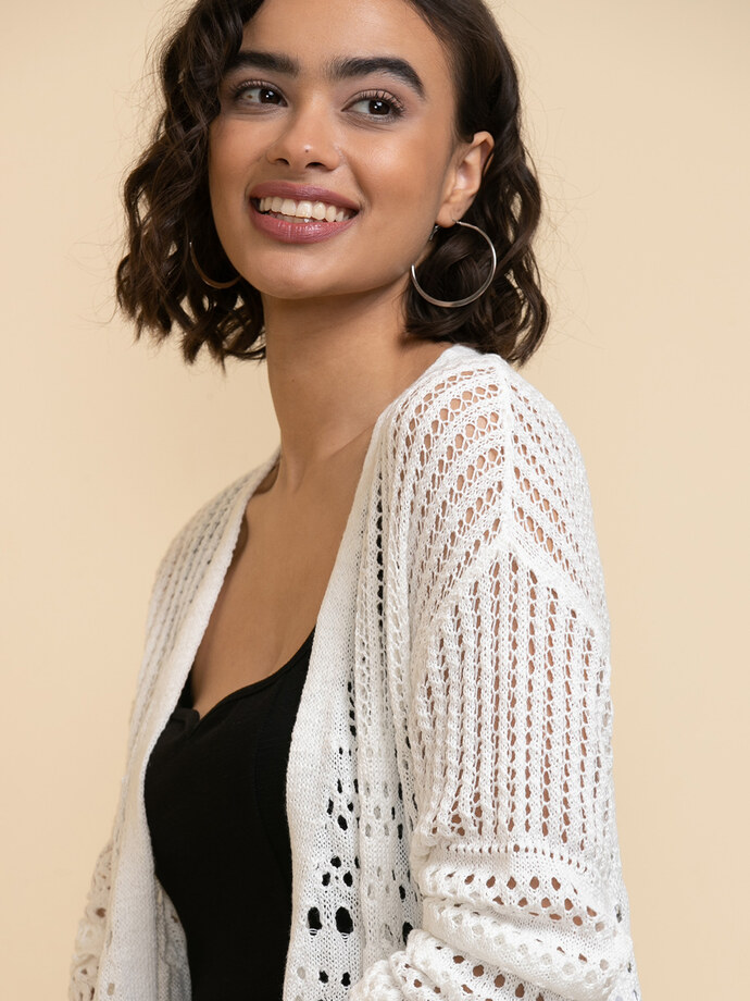 Pointelle Open Duster Cardigan Image 1