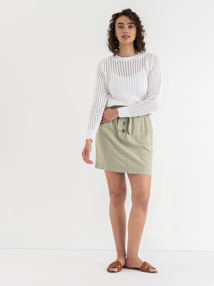 Viscose Linen Skirt with Self Belt Image 6