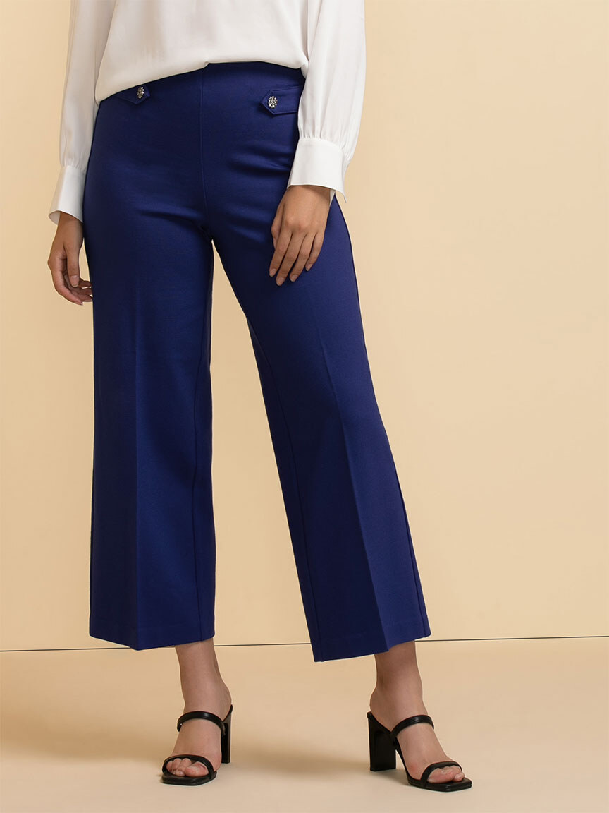 MELLODAY Ponte Wide Leg Pull-on Pants in Blue