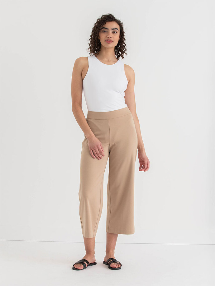 Wide Crop Pull-On Pant in Ponte Twill Image 1