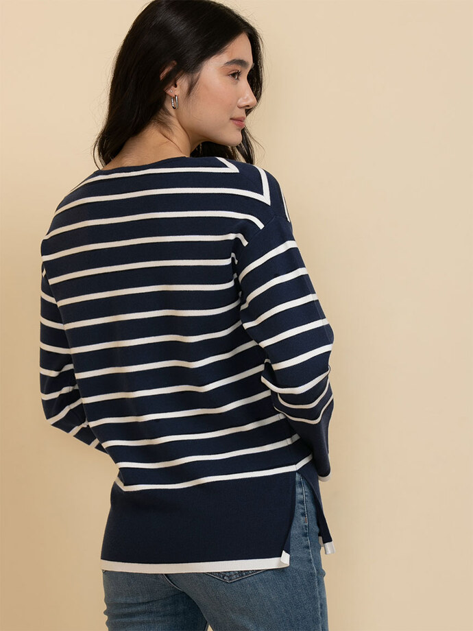 V-Neck Mid-Length Sweater Image 6