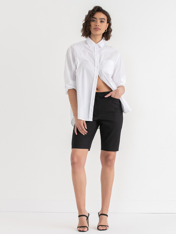 Slim Bermuda Shorts in Cotton Sateen Image 5