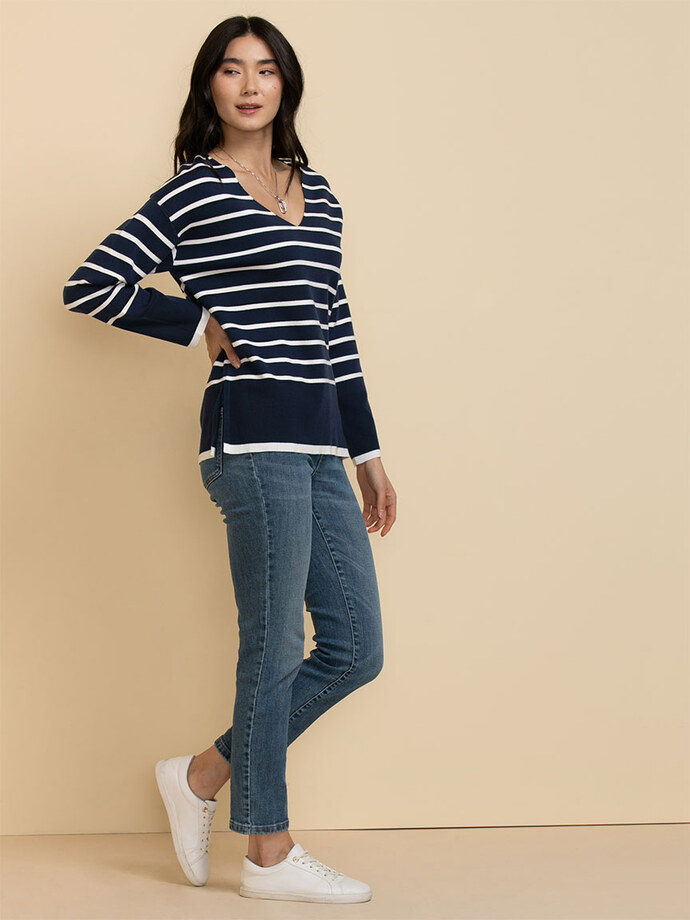 V-Neck Mid-Length Sweater Image 1