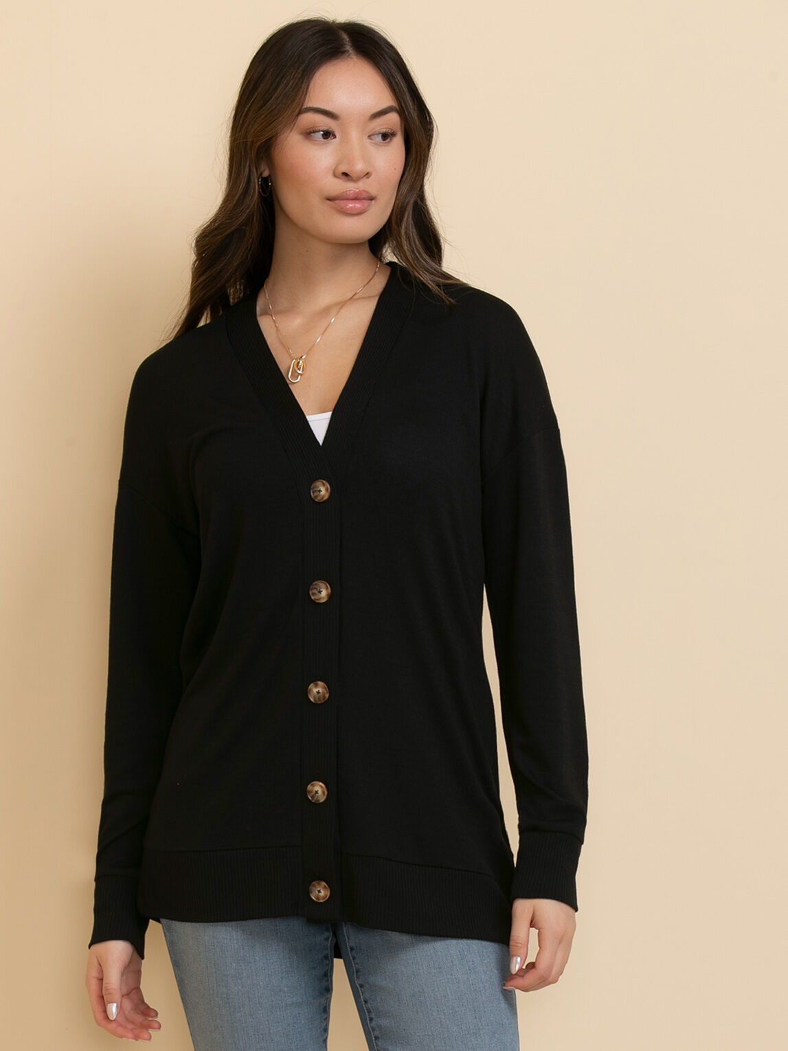 Long Button-Front Cardigan | Rickis