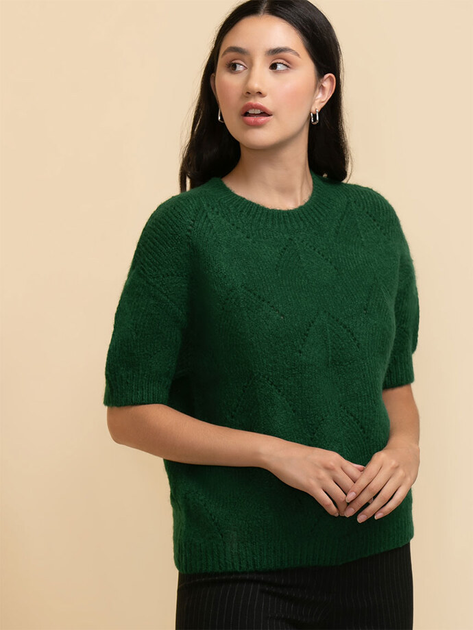 Elbow Sleeve Pointelle Sweater Image 5