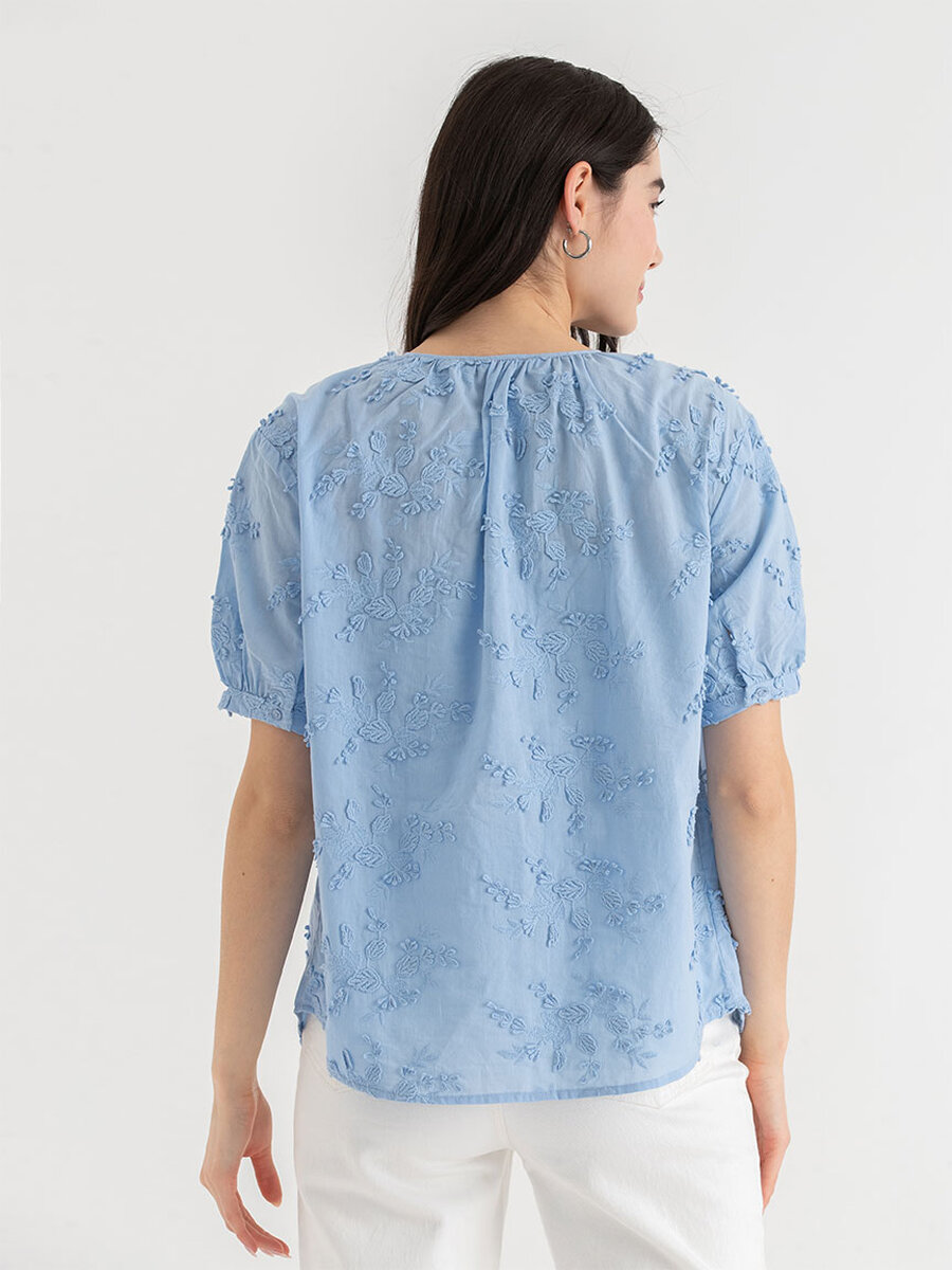 Cotton Voile Puff Sleeve Blouse