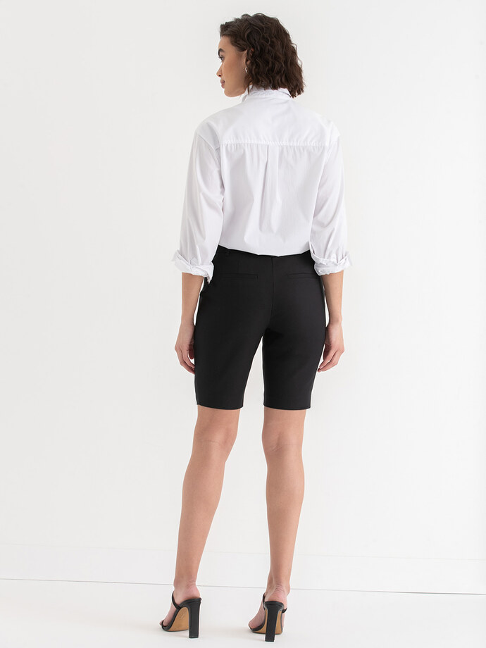 Slim Bermuda Shorts in Cotton Sateen Image 4