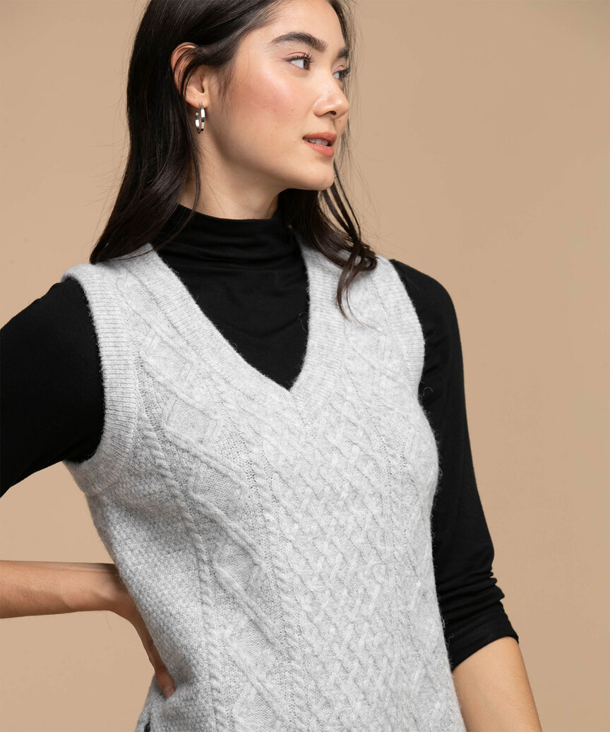 Eco-Friendly Cable Knit Sweater Vest
