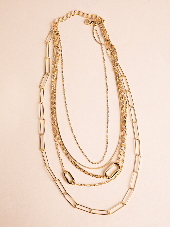 14K Gold Layered Chain-Link Necklace Image 1