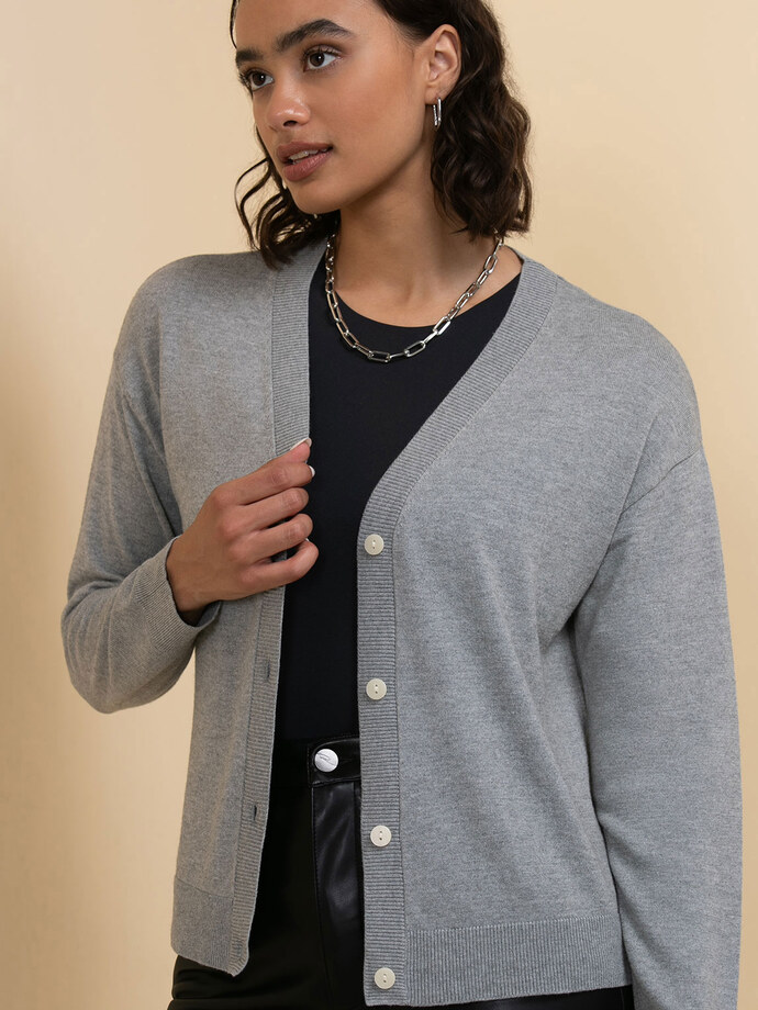 Button-Up Cashmere-Blend Cardigan Sweater Image 2
