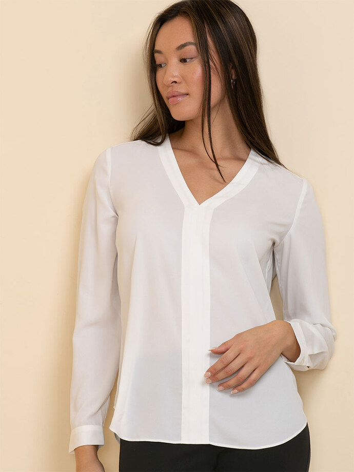 V-Neck Long Sleeve Blouse Image 3