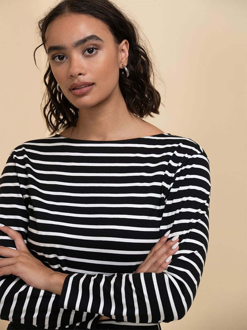 Long Sleeve Boat-Neck Top | Rickis