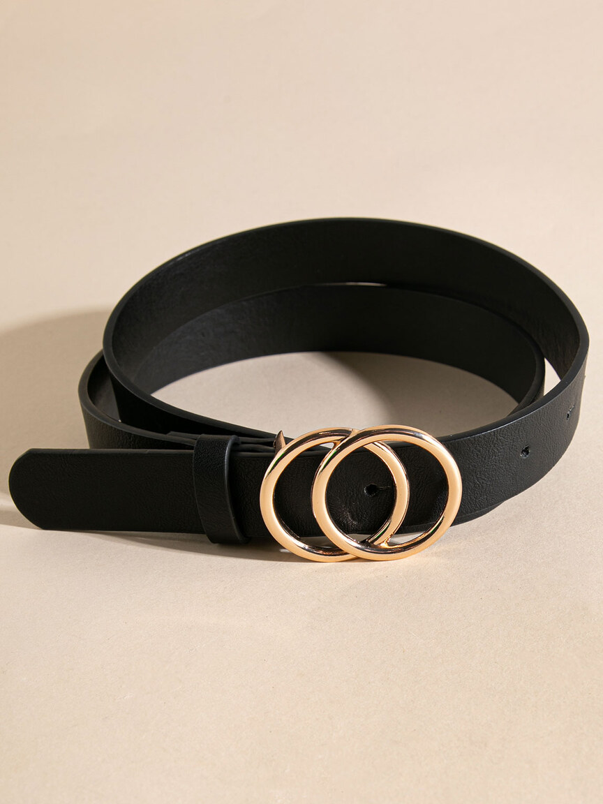 Double Ring Belt in Black/gold