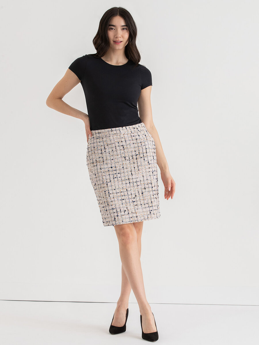 Boucle Pencil Skirt with Pockets