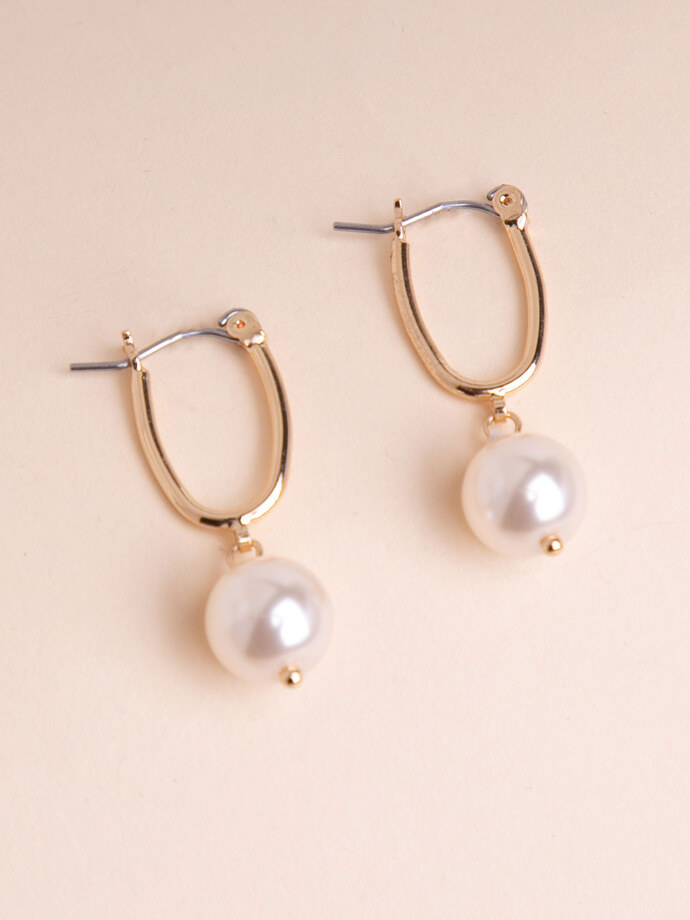 Classic Pearl Drop Earrings Image 2