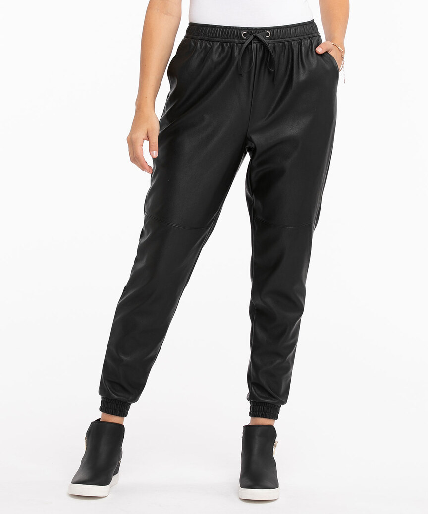 Based On Love Black Faux Leather Joggers – Shop the Mint