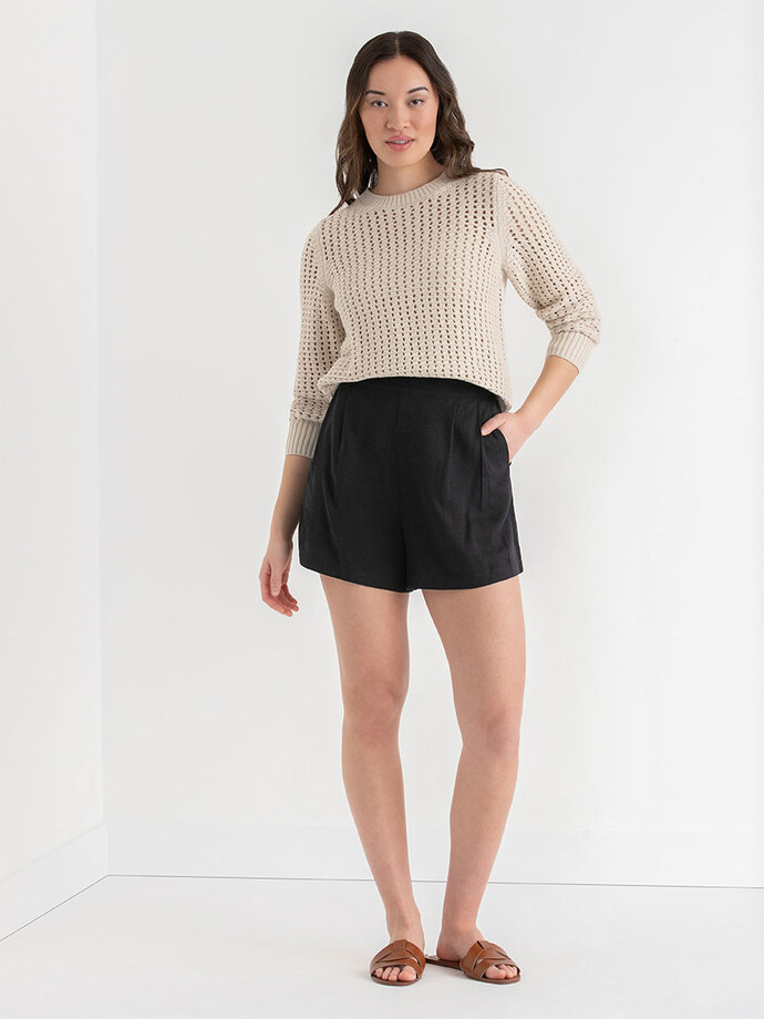 Viscose Linen Pull-On Shorts Image 1