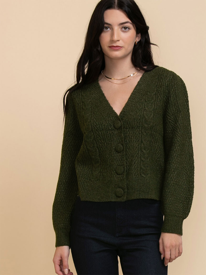 3/4 Sleeve Pointelle Knit Sweater, Cleo