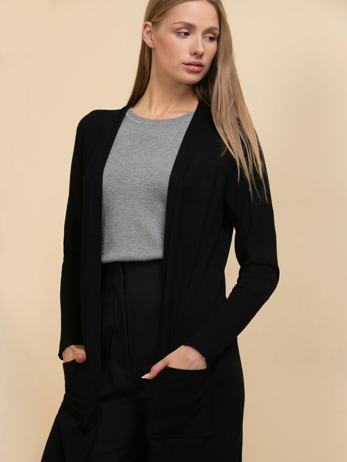 Ribbed Detail Duster Cardigan Image 1