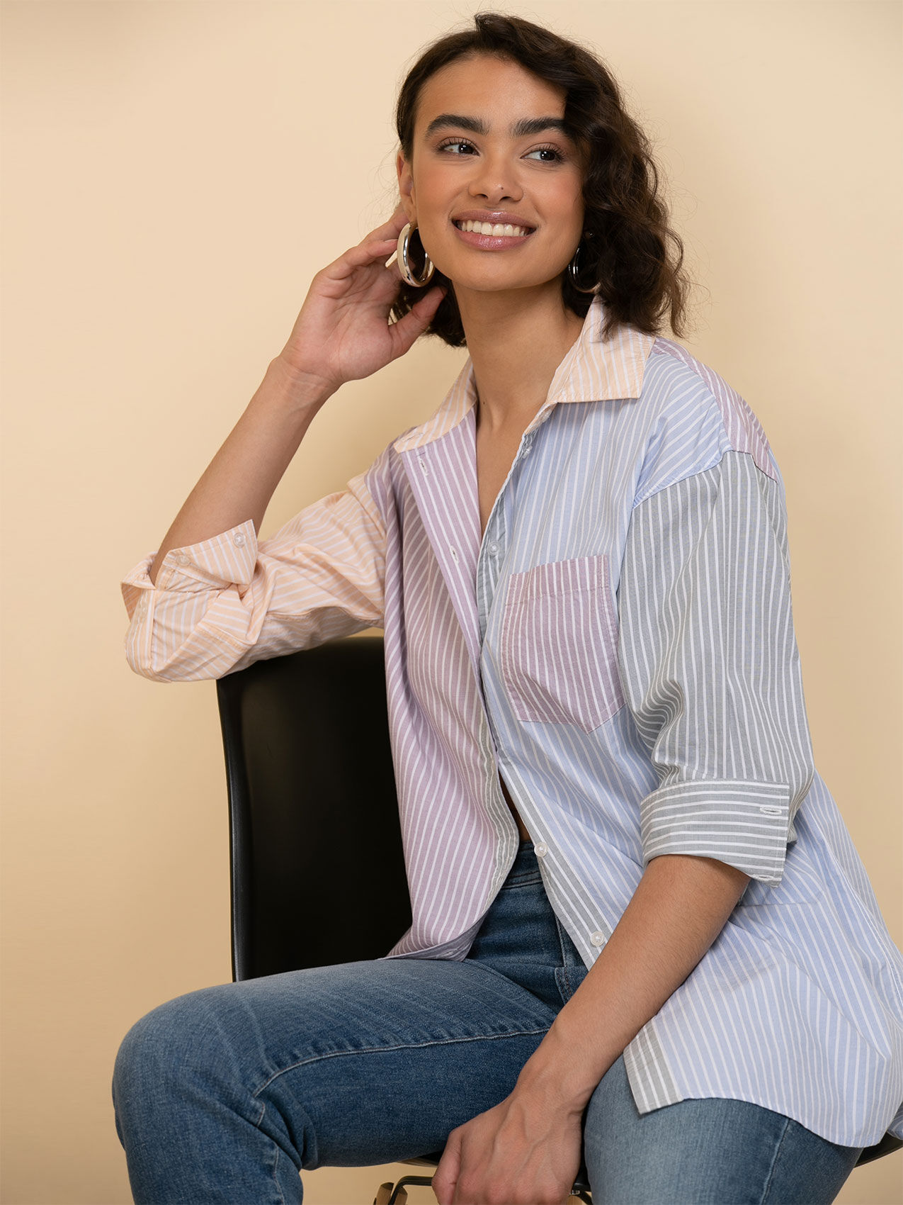 Multi-Colour Stripe Oversized Shirt | Rickis