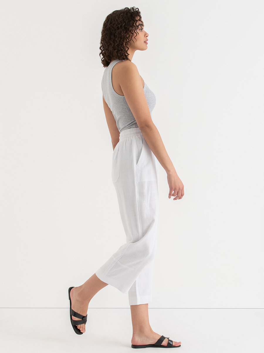 Viscose Linen Pull-On Cropped Pant