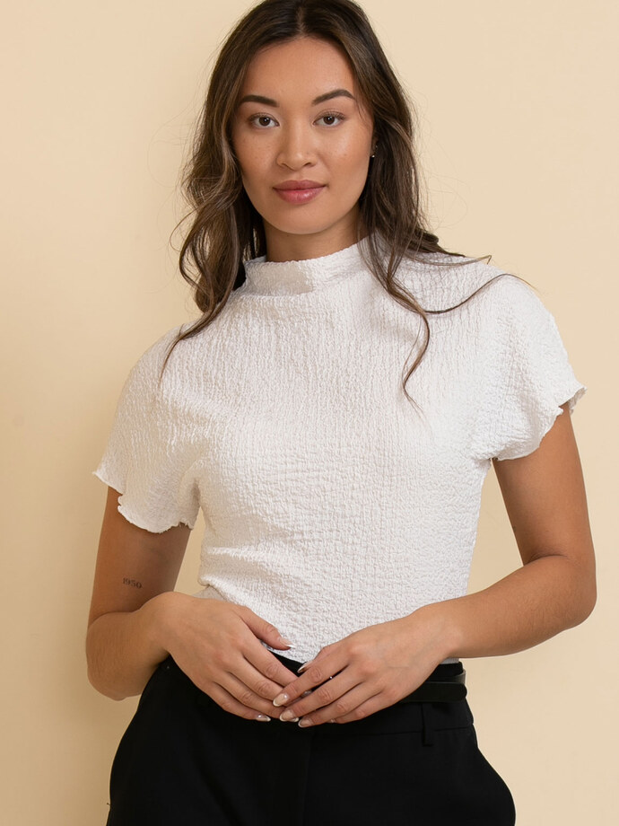 Bubble Fabric Mock Neck Top by Ripe Image 5
