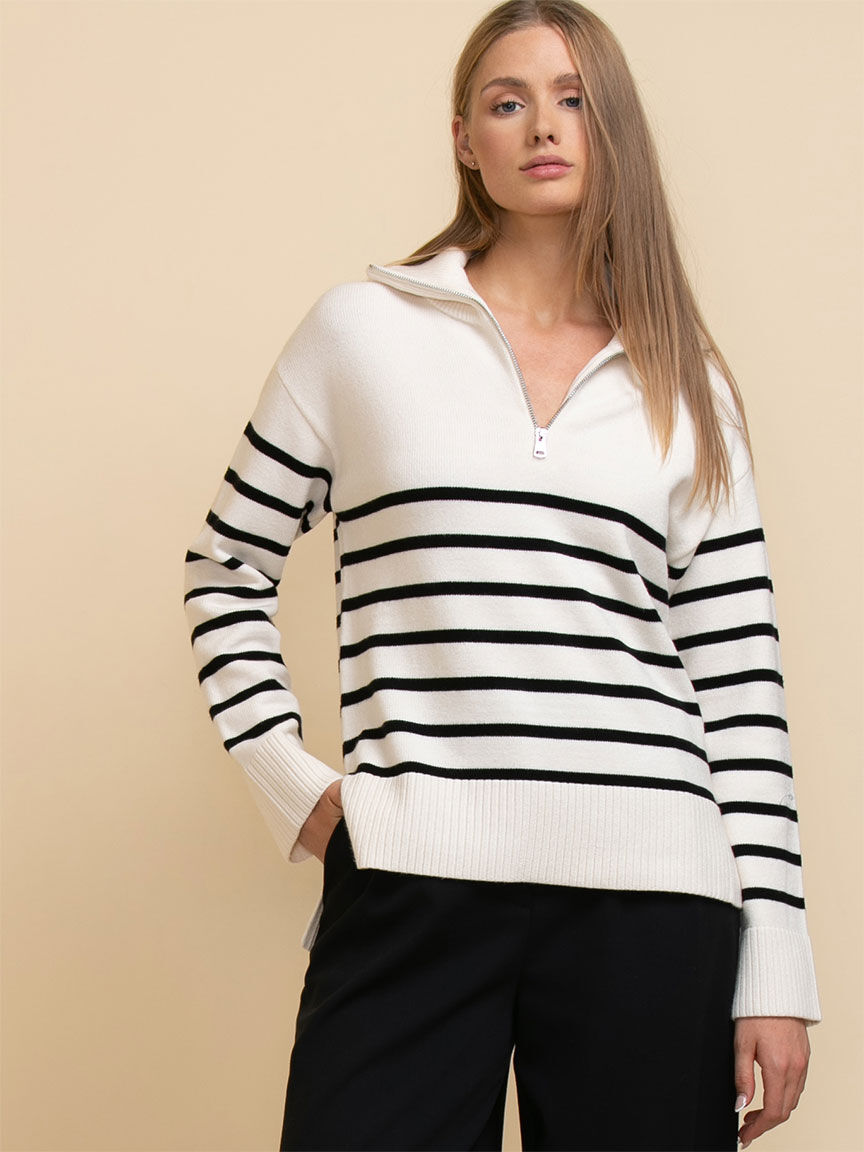 Striped 1/4 Zip Pullover Sweater | Rickis