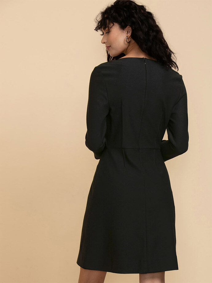 3/4 Sleeve A-Line Dress in Luxe Ponte Image 5