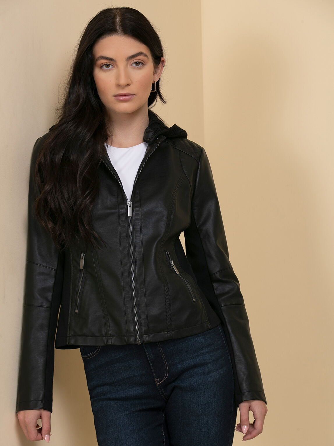 Joseph Ribkoff Moto Jacket Black Faux Leather – MMJs Fashion