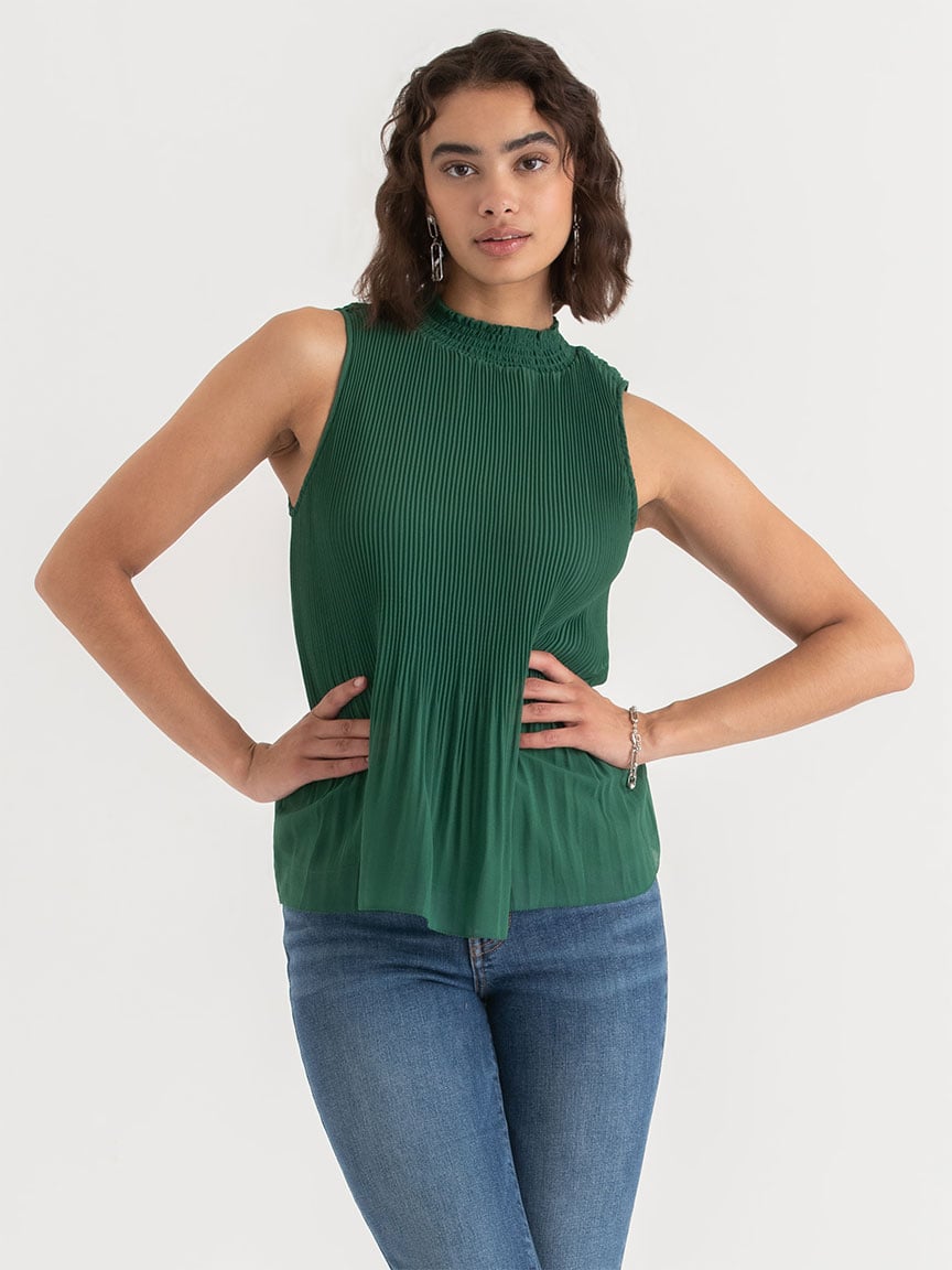 Sleeveless Blouse with Release Pleats