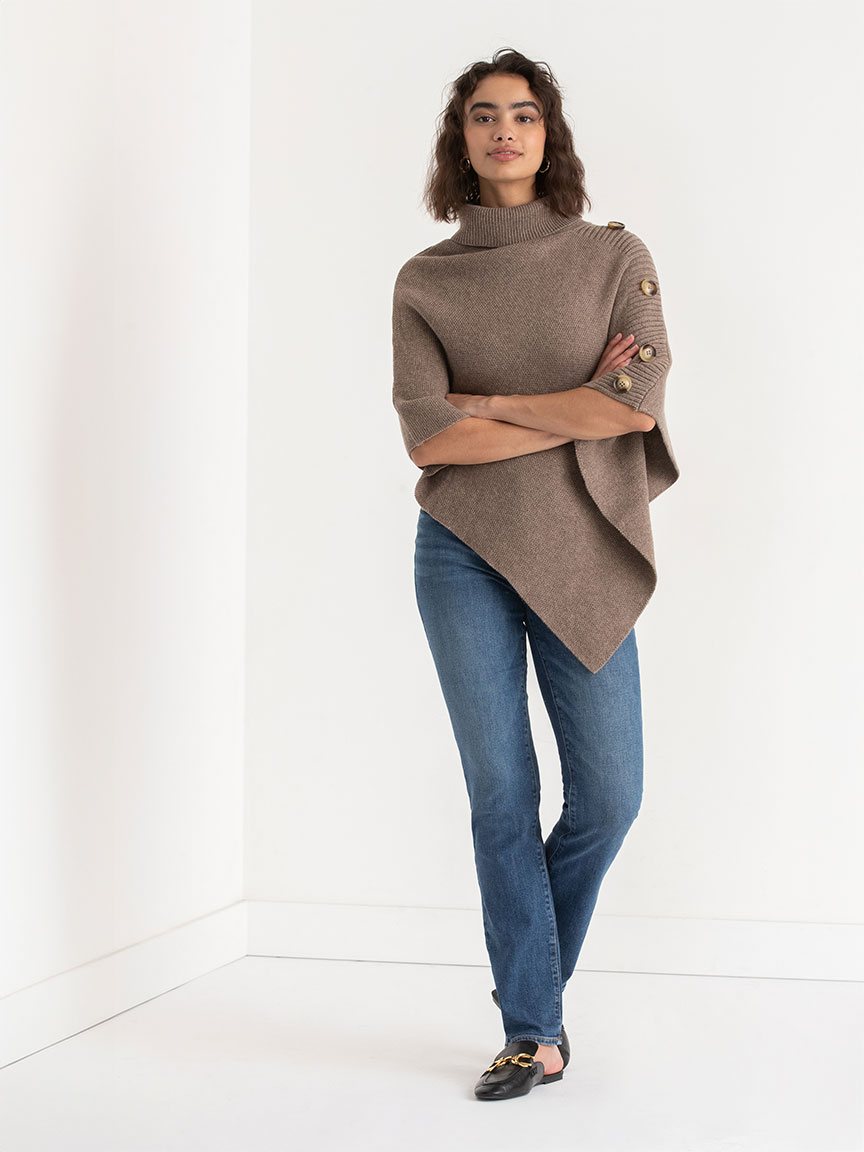 Turtle Neck Poncho Sweater