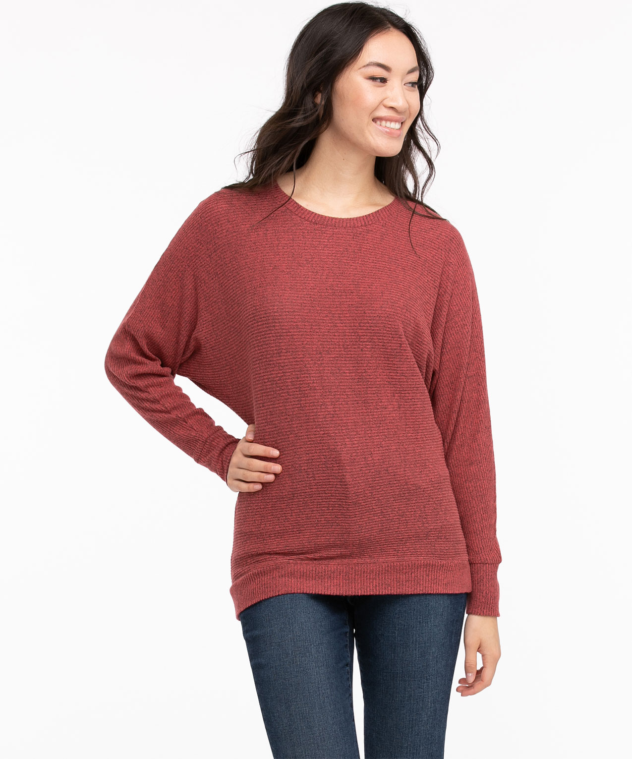 Ribbed Hacci Dolman Sleeve Top