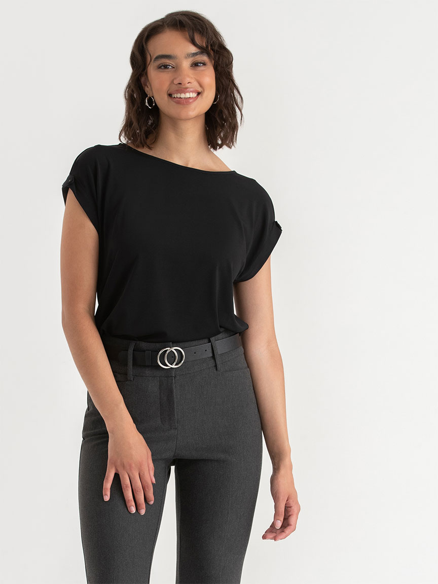 Sydney Scoop Neck Tab Sleeve Top