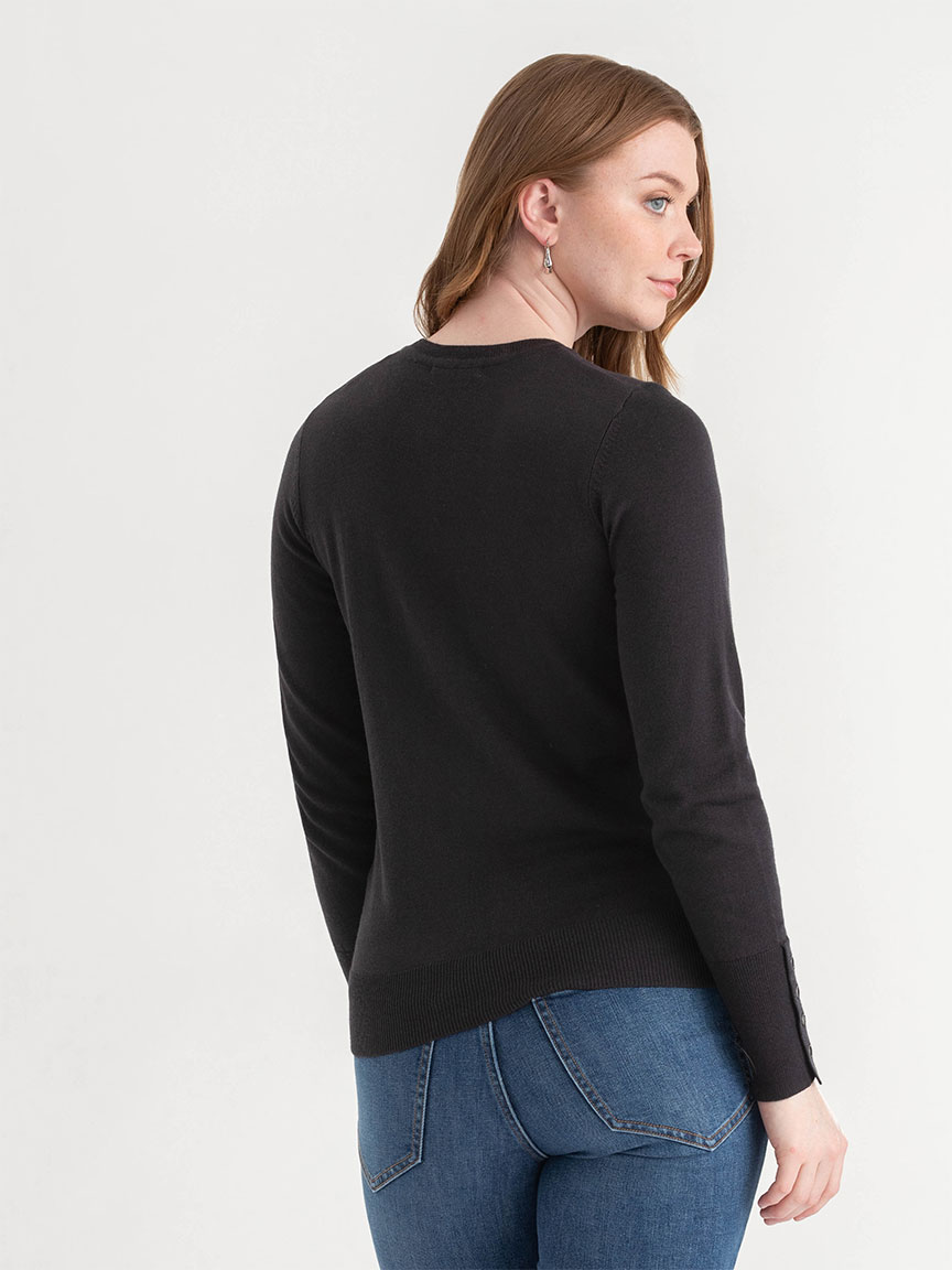 Long Sleeve Cashmere-Blend Sweater with Rivet Detail