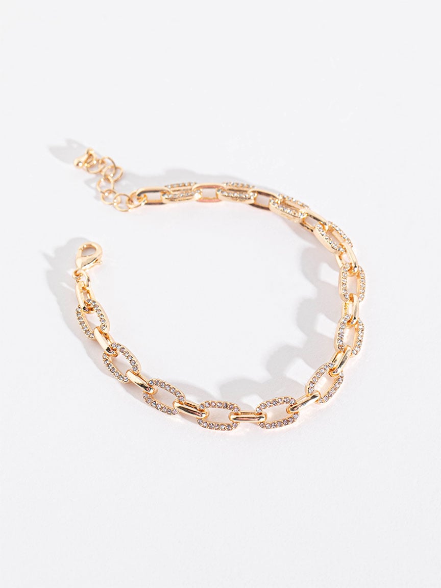 Pave Chain Link Bracelet in Gold