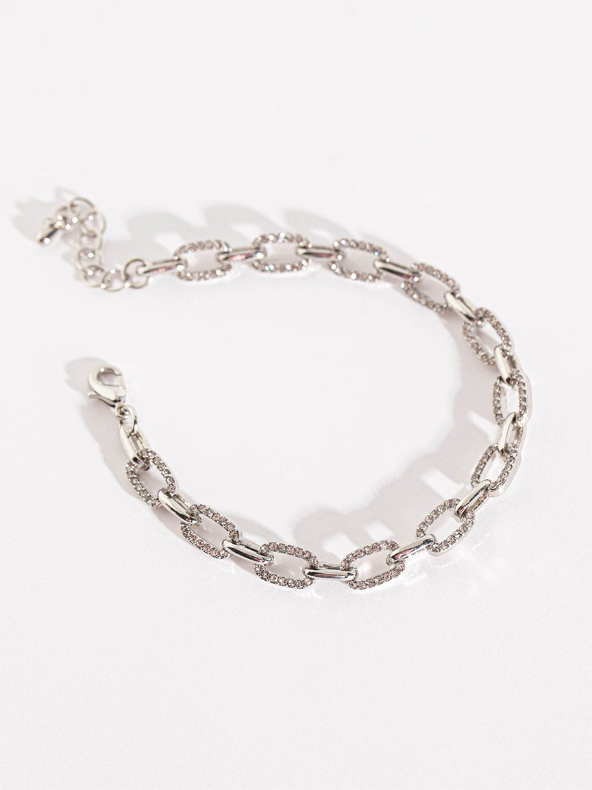 Pave Chain Link Bracelet in Silver