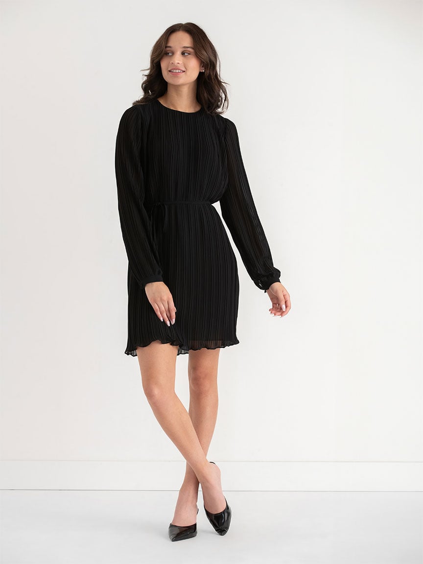 Long Sleeve Pleated Dress