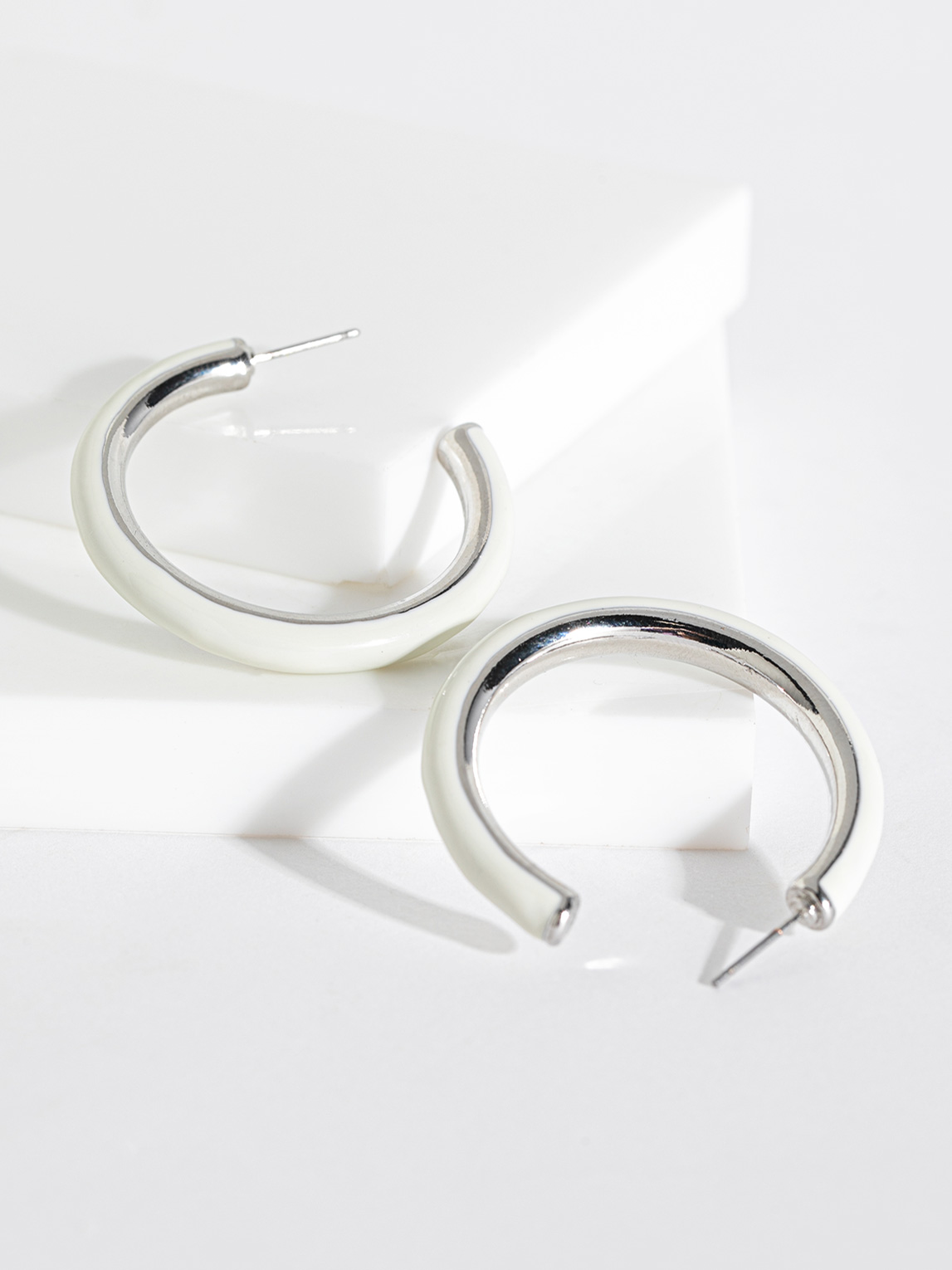 Resin and Silver Hoop Earrings