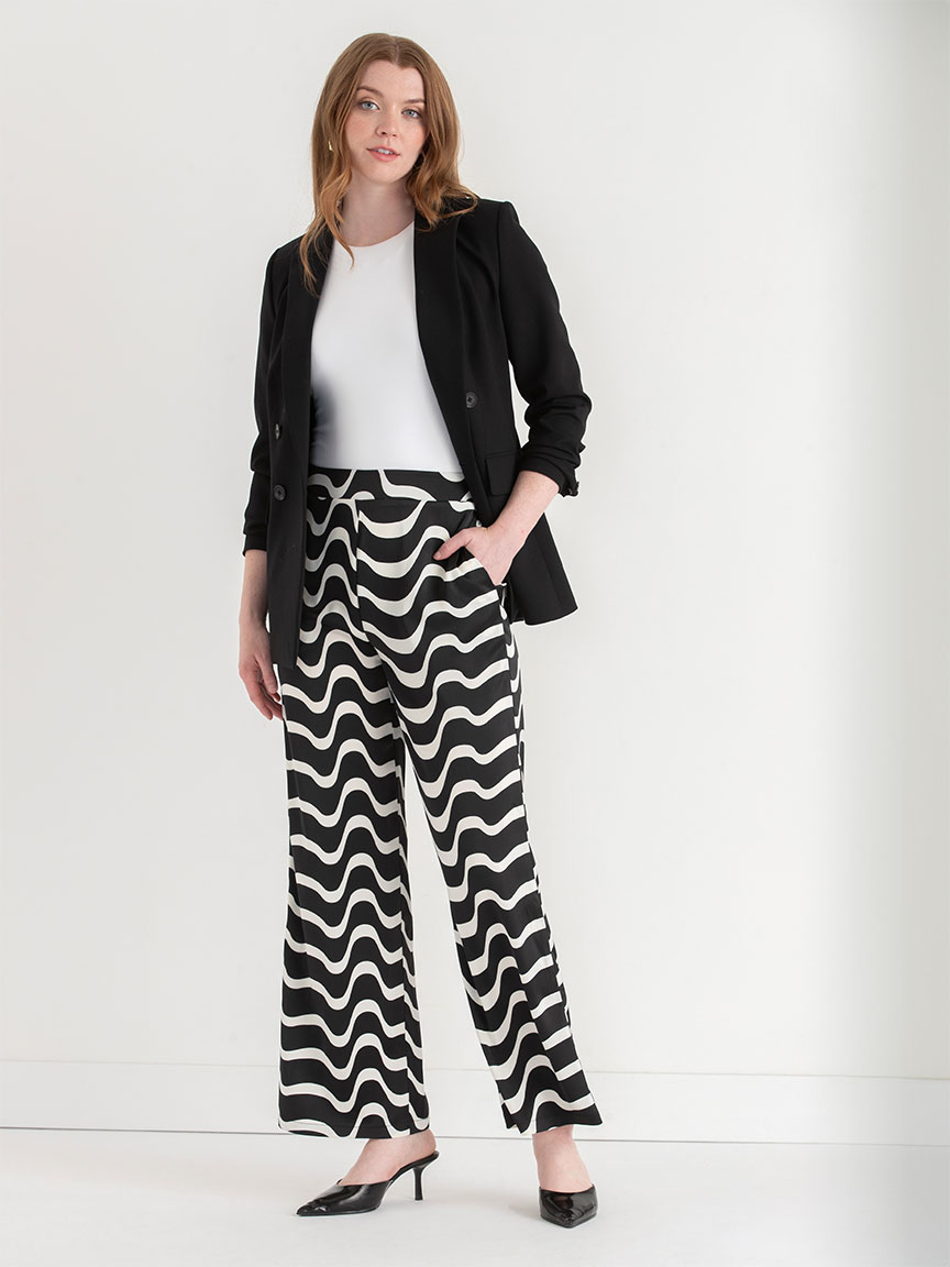 Printed Wide Leg Satin Pants