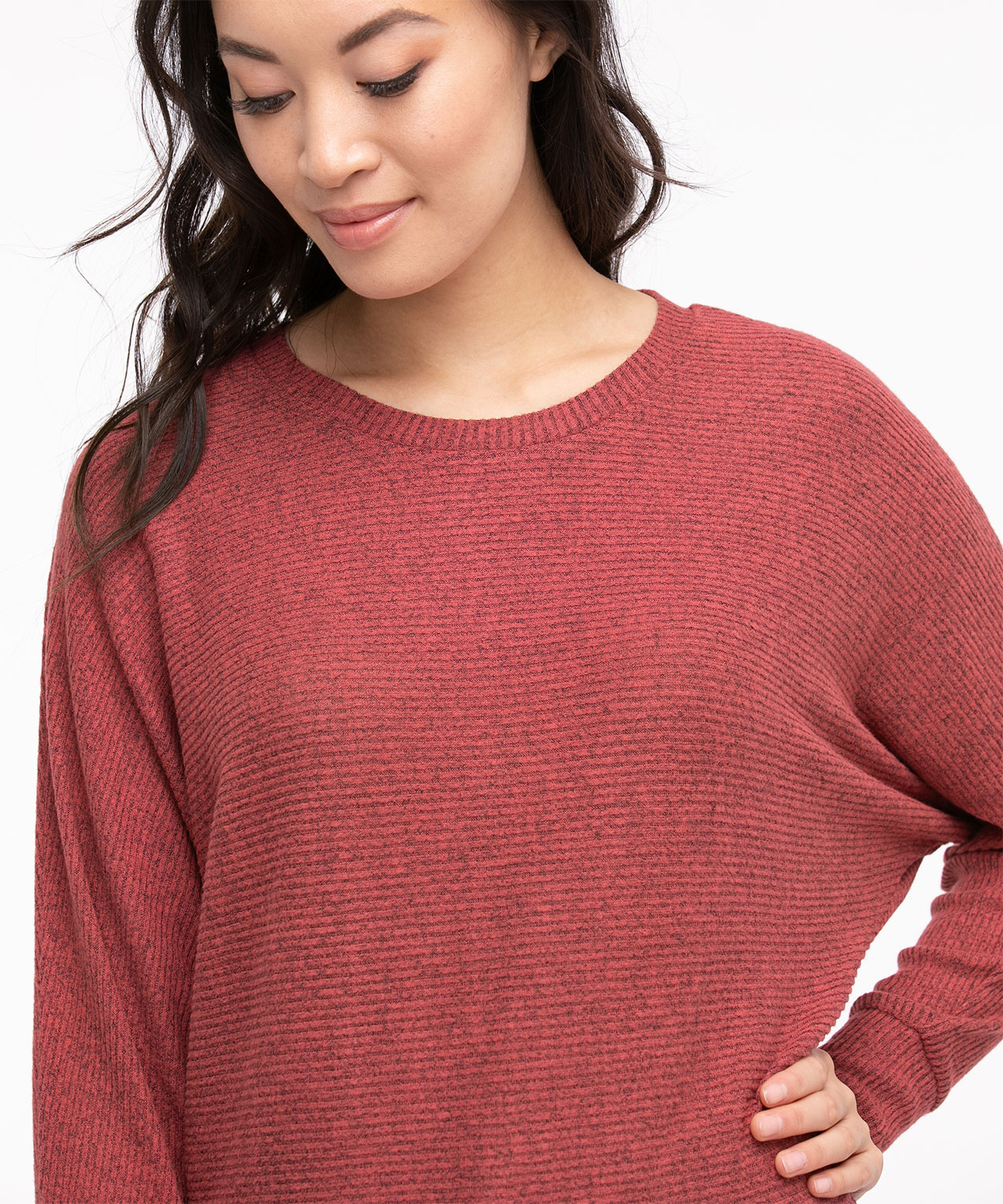 Ribbed Hacci Dolman Sleeve Top